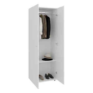 Closet Beico, Blanco Duqueza, con dos Puertas Abatibles y un Tubo cromado ZF
