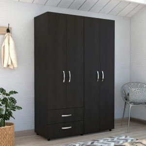 Closet Arkola, Wengue, con Dos Cajones Organizadores y Cuatro Puertas Abatibles