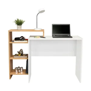 Escritorio Estelar Plus, Café Claro y Blanco, cuenta con tres entrepaños laterales