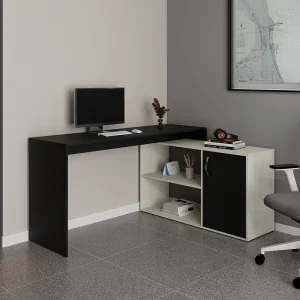 Escritorio En L Axis, Wengue y Blanco Artiko