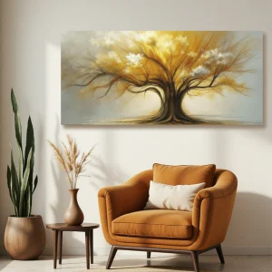 Lienzo Cuadro Decorativo Raíces de Oro 118x55Cm