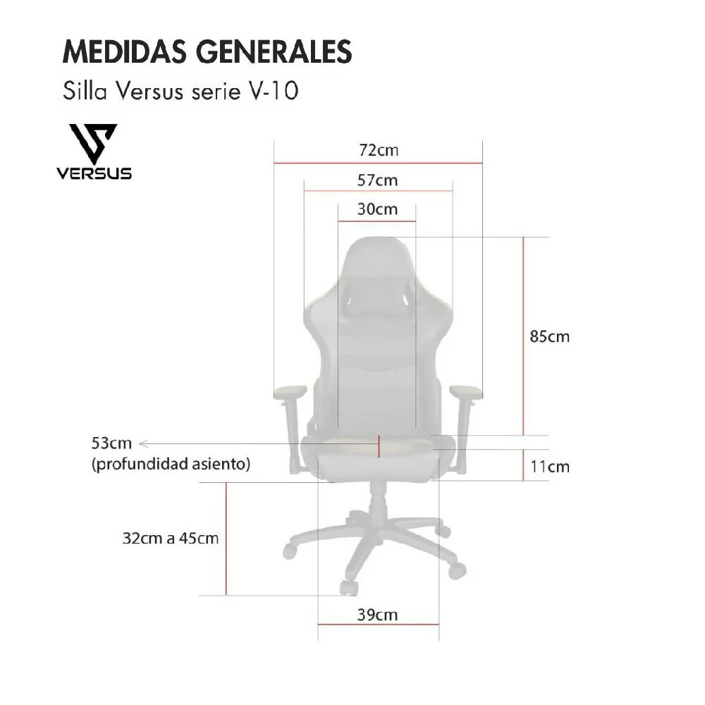 Silla Gamer Versus V10 Negro/Negro - Imagen 5