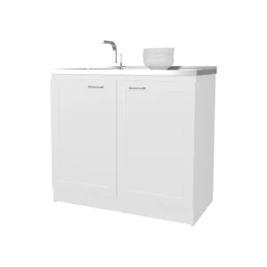 Gabinete Inferior Toronto, Blanco, con espacio de almacenamiento y manijas metálicas ZF