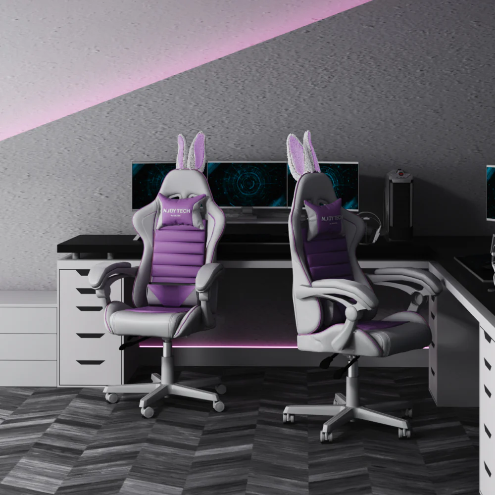 Silla Gamer Bunny Ergonómica Con Orejas, Blanco - Imagen 4