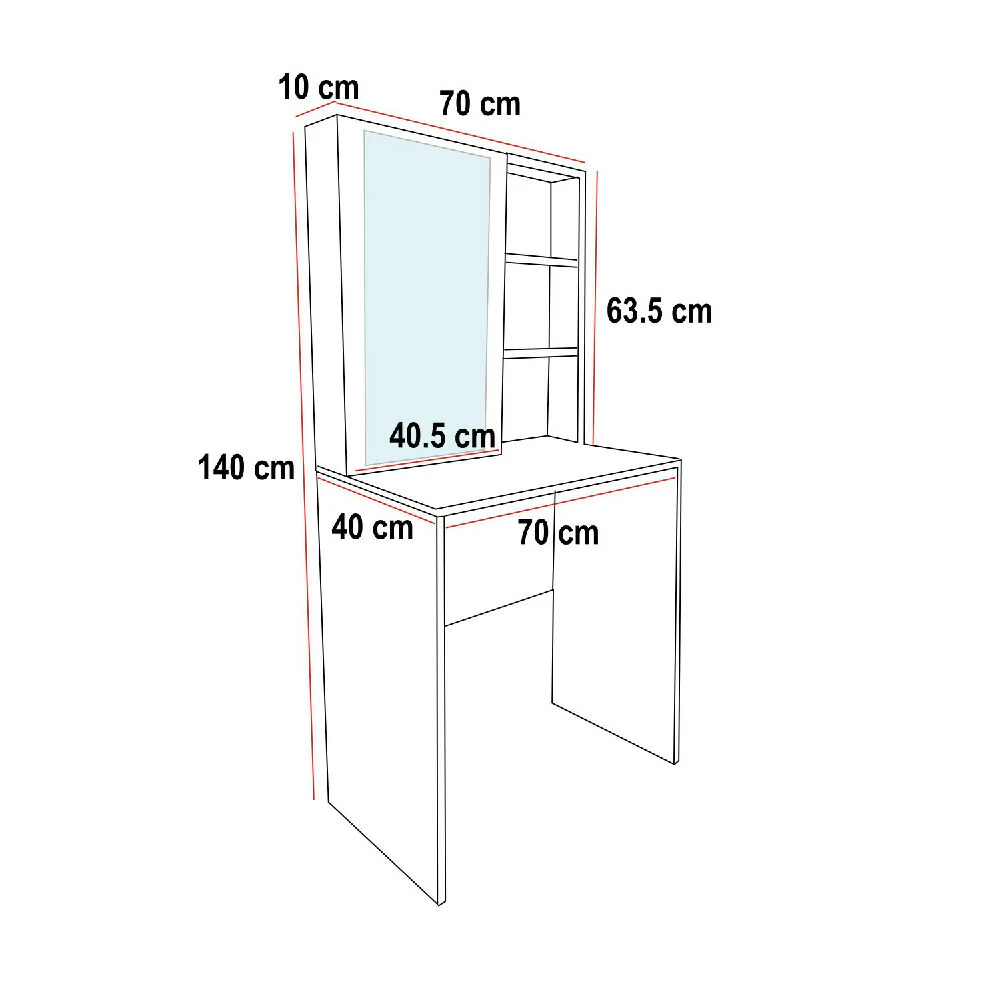 Tocador Mallorca 140x70x40cm Blanco + Silla Blanca - Imagen 9