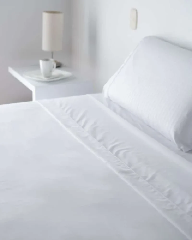 Juego de sábanas blanco liso queen BL003-BL-QN-BLS