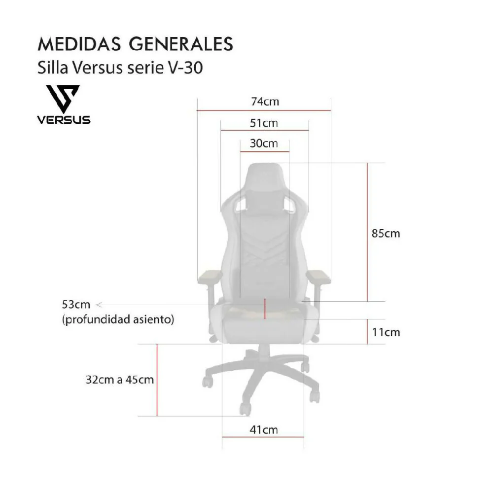 Silla Gamer Premium Versus V30 Negro-Tela - Imagen 4