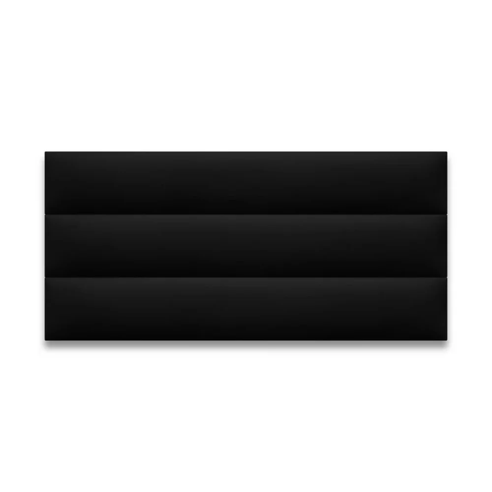 Cabecero Doble 140x60 Modulos Horizontales Negro Sintetico